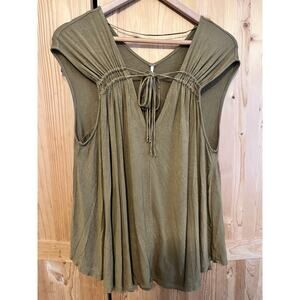 Free People Olive Green Boho Flutter Tank Top Size M